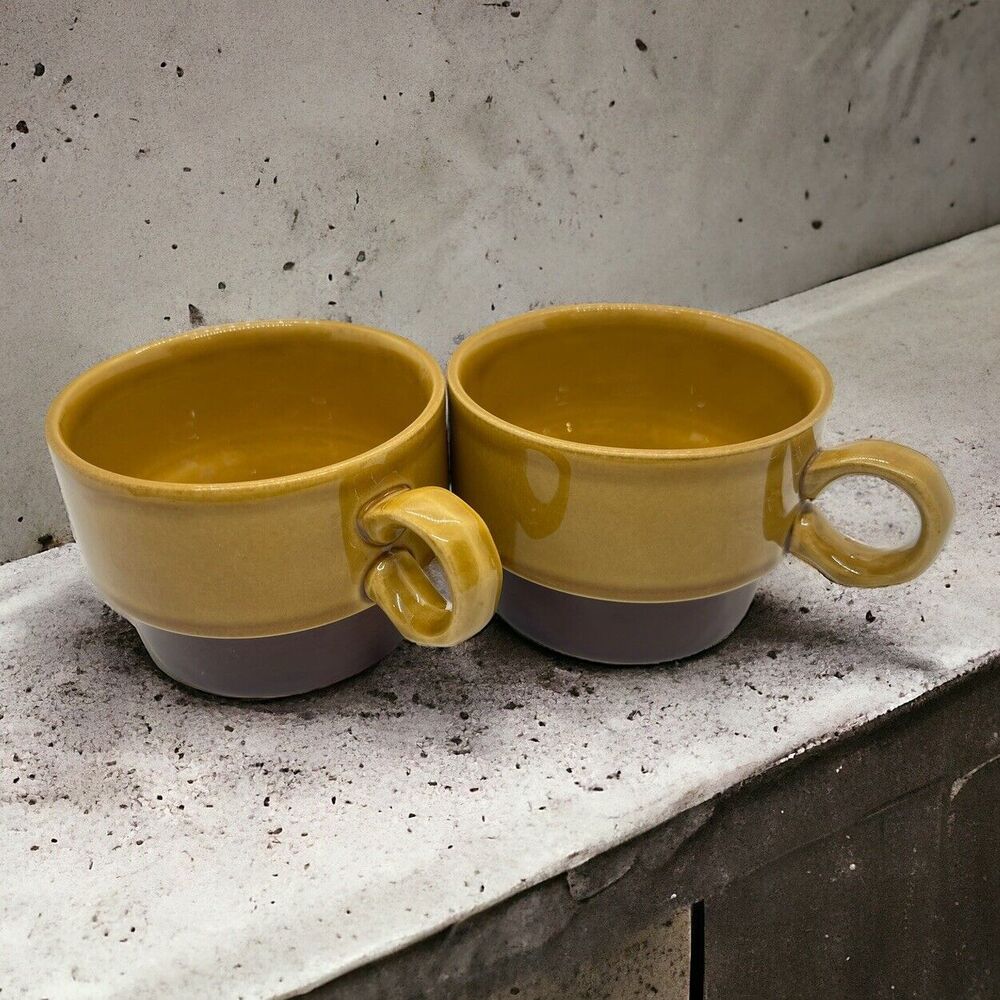 EKCO ETERNA CANOE STONEWARE JAPAN 1101 CUPS - Set of 2